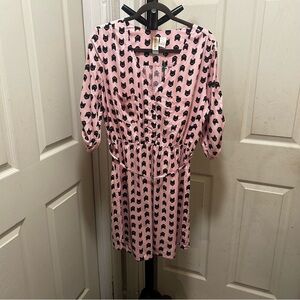 Rayon Mimi Chica Pink Dress with Black Cat Print
